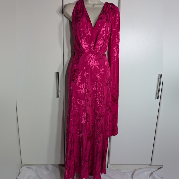 Zara JACQUARD Midi/Maxi DRESS WITH SCARF Size Medium - Picture 2 of 8